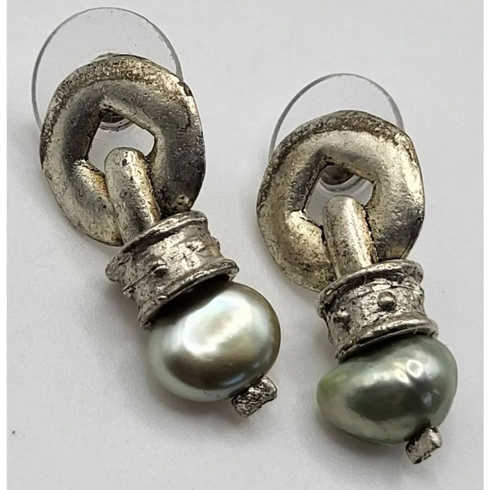 Avon Pearlesque Post Stud Dangle Earrings 1in